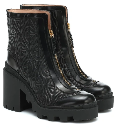 Shop Gucci Trip Leather Ankle Boots In Black