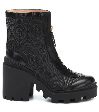 Shop Gucci Trip Leather Ankle Boots In Black