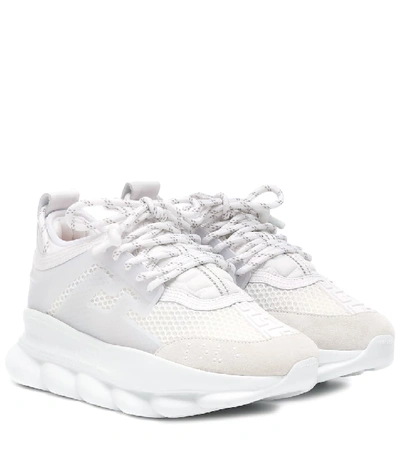 Versace White Chain Reaction Mesh Sneakers | ModeSens