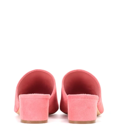 Shop Mansur Gavriel Suede Open-toe Mules In Pink