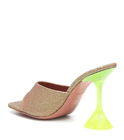 Shop Amina Muaddi Lupita Glitter Sandals In Gold