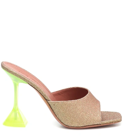 Shop Amina Muaddi Lupita Glitter Sandals In Gold