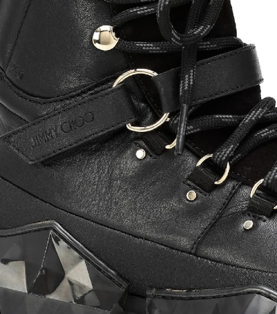 Shop Jimmy Choo Diamond Hike/f Leather Sneakers In Black