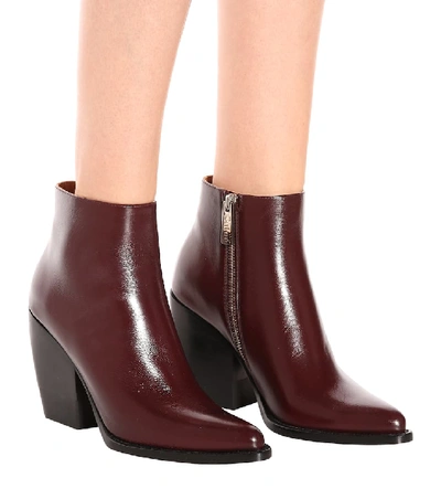 Shop Chloé Rylee Low Leather Ankle Boots In Red