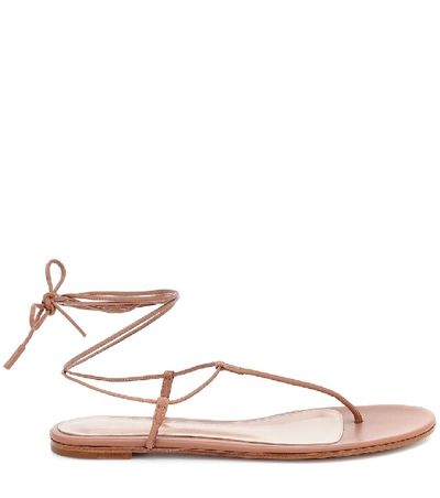 Shop Gianvito Rossi Gwenyth Leather Sandals In Beige