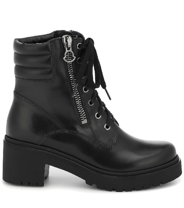 Moncler Women's Viviane Block-heel Leather Combat Boots In Black | ModeSens