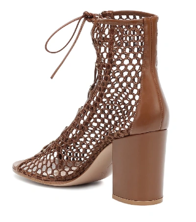 Shop Gianvito Rossi Santana Leather-trimmed Ankle Boots In Brown
