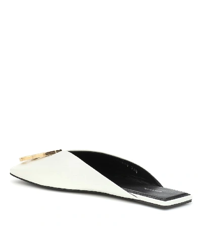 Shop Balenciaga Double Square Bb Leather Slippers In White