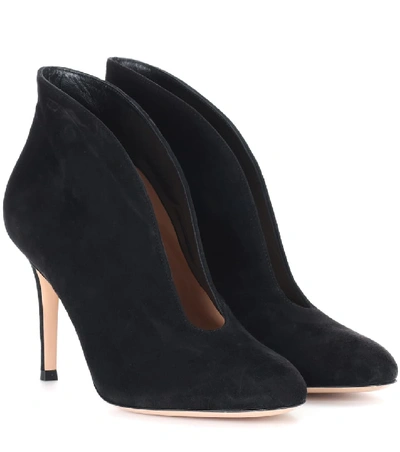 Shop Gianvito Rossi Vamp 85 Suede Ankle Boots In Black