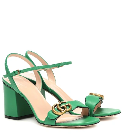 Shop Gucci Marmont Leather Sandals In Green