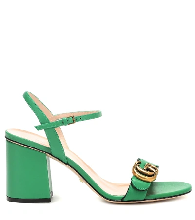Shop Gucci Marmont Leather Sandals In Green