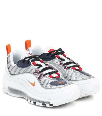 Shop Nike Air Max 98 Leather And Mesh Sneakers In White