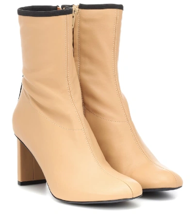 Shop Joseph Leather Ankle Boots In Beige