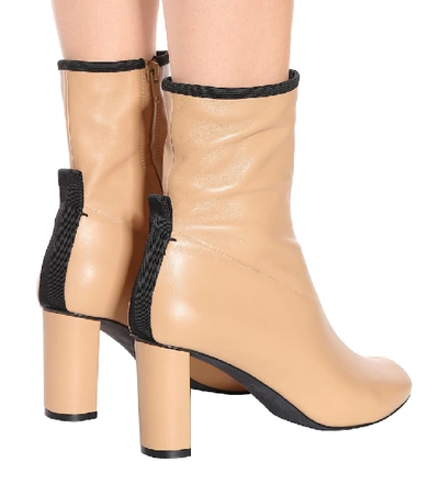 Shop Joseph Leather Ankle Boots In Beige