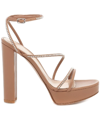 Shop Gianvito Rossi Leather Platform Sandals In Brown