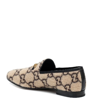 Shop Gucci Jordaan Gg Wool Loafers In Beige