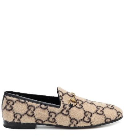 Shop Gucci Jordaan Gg Wool Loafers In Beige