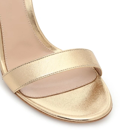 Shop Gianvito Rossi Portofino Leather Wedge Sandals In Gold