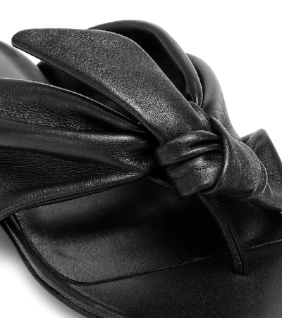 Shop Jil Sander Knotted Leather Thong Sandals In Black