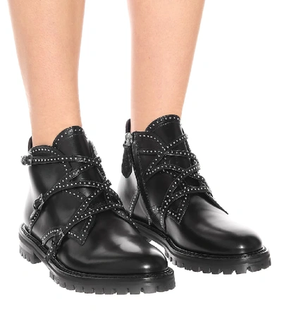 Shop Alaïa Embellished Leather Ankle Boots In Black
