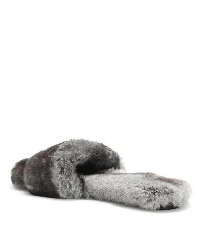 Shop Max Mara Kruger Fur Slides In Grey