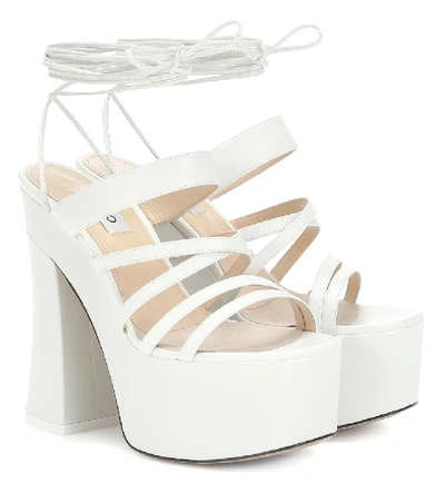 Shop Attico Plateau Leather Sandals In White