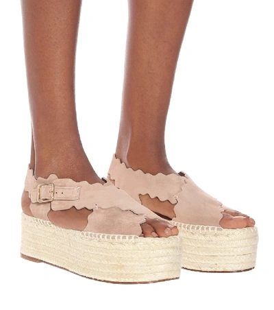 Shop Chloé Lauren Suede Espadrille Sandals In Pink