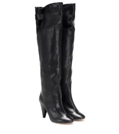 Shop Isabel Marant Lacine Leather Over-the-knee Boots In Black