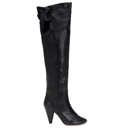 Shop Isabel Marant Lacine Leather Over-the-knee Boots In Black