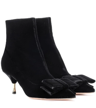 Shop Rochas Velvet Ankle Boots In Black