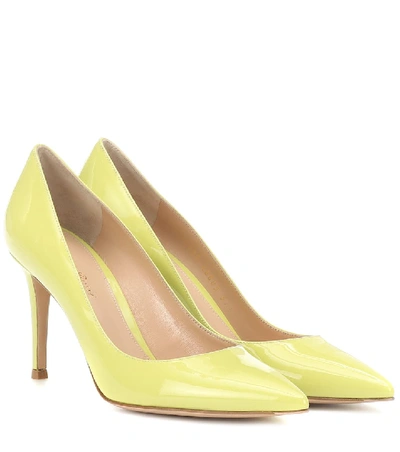 Shop Gianvito Rossi Gianvito 85 Patent-leather Pumps In Yellow