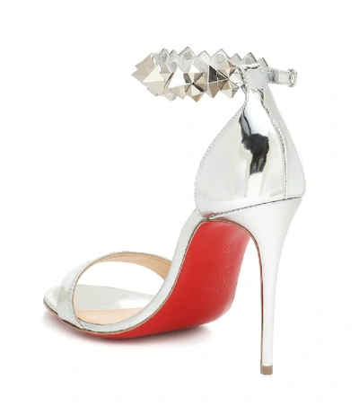 Shop Christian Louboutin Planetava Patent Leather Sandals In Silver