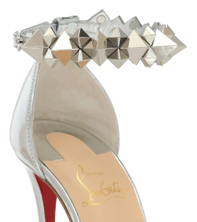 Shop Christian Louboutin Planetava Patent Leather Sandals In Silver