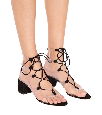 Shop Aquazzura Milos 50 Pvc Sandals In Black