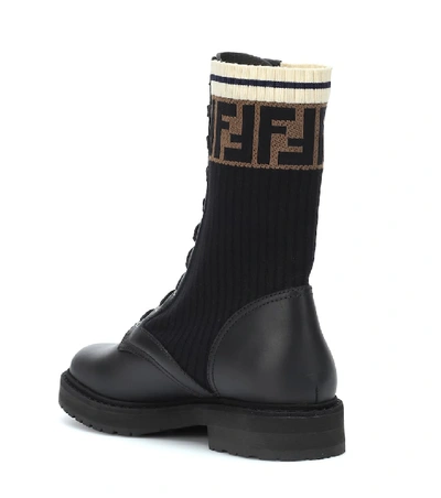 Shop Fendi Leather Biker Boots In Black