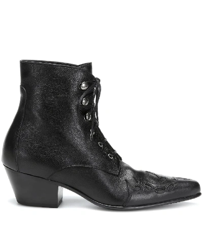 Shop Saint Laurent Susan Leather Ankle Boots In Black