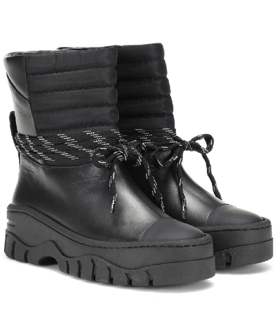 Shop Ganni Leather Ankle Boots In Black