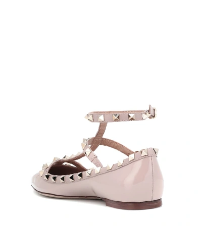 Shop Valentino Rockstud Patent Leather Ballet Flats In Pink