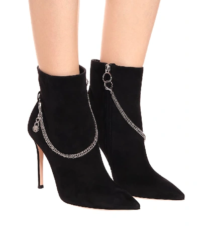 Shop Gianvito Rossi Annie 115 Suede Ankle Boots In Black