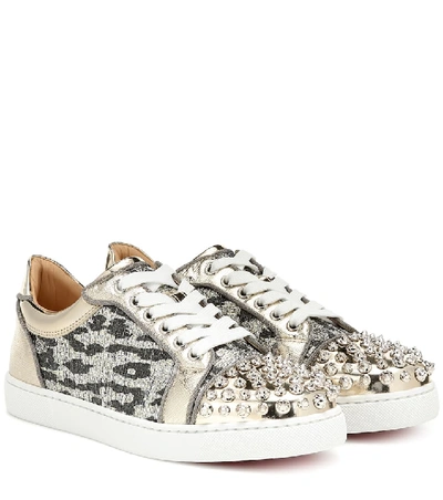 Shop Christian Louboutin Vieira Spikes Embellished Sneakers In Gold