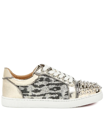 Shop Christian Louboutin Vieira Spikes Embellished Sneakers In Gold