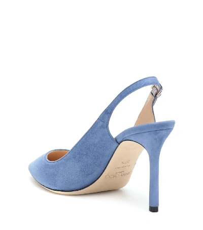 Shop Jimmy Choo Erin 85 Suede Slingback Pumps In Blue