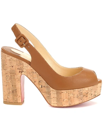 Shop Christian Louboutin Dona Anna Leather Platform Sandals In Brown