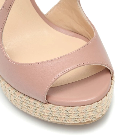 Shop Jimmy Choo Dakota 120 Leather Wedge Sandals In Pink