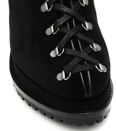 Shop Alaïa Velvet Plateau Ankle Boots In Black