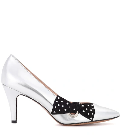 Shop Marc Jacobs Metallic Leather Pumps In Silver