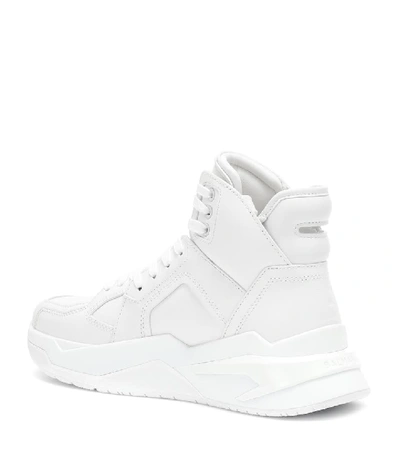 Shop Balmain High-top Leather Sneakers In White