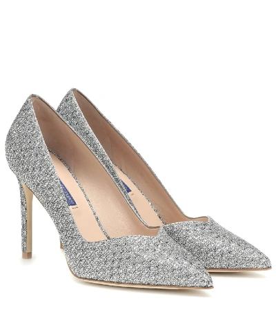 Shop Stuart Weitzman Anny 95 Embellished Pumps In Silver