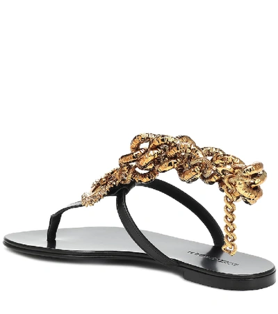 Shop Dolce & Gabbana Devotion Leather Sandals In Black