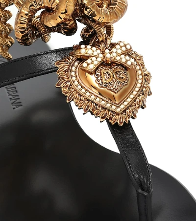 Shop Dolce & Gabbana Devotion Leather Sandals In Black